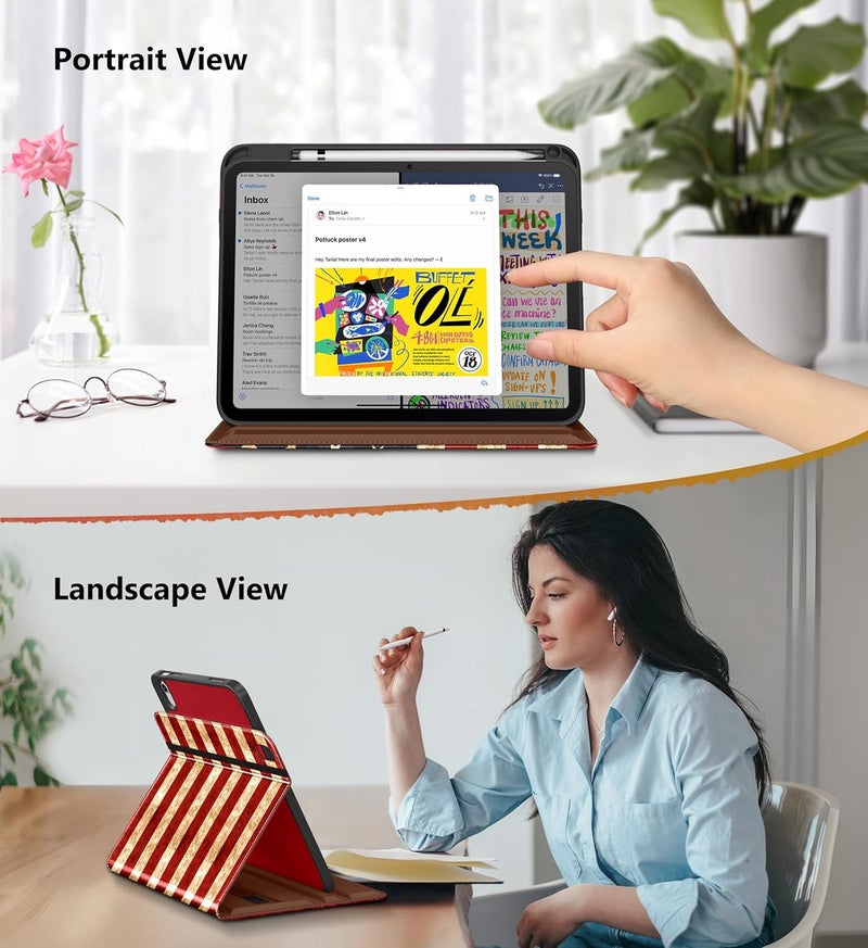 DTTO for iPad A16 Case, iPad 11th / 10th Generation Case (2025/2022), 360 Degree Rotating Premium Leather Folio Stand Cover with Pencil Holder, New US Flag - Image 3